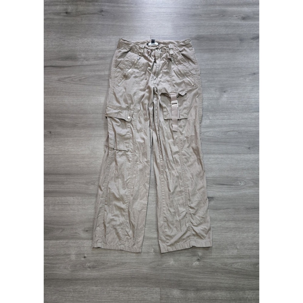 Utility Cargo Pants Multi Pocket Streetwear Honey Peach Beige Womens Small 27X28